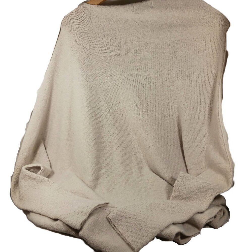 Jaki London Asymmetrical Draped Long Sleeve Sweater Light Beige Size S/M Italy - Picture 6 of 13